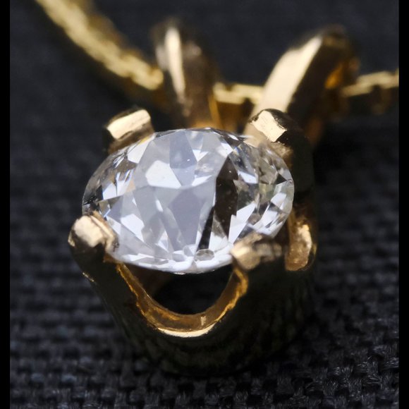 European-Cut Diamond Pendant on 14k Gold Chain - Picture 3 of 12